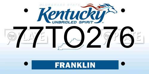 77TO276 Kentucky License Plate