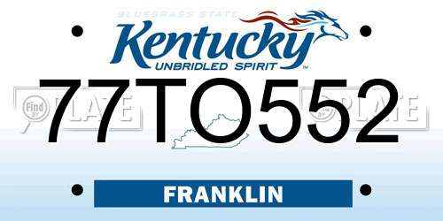 77TO552 Kentucky License Plate