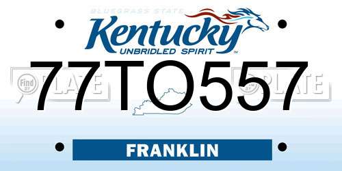 77TO557 Kentucky License Plate