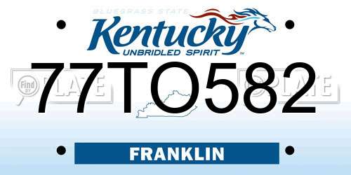 77TO582 Kentucky License Plate