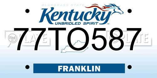 77TO587 Kentucky License Plate
