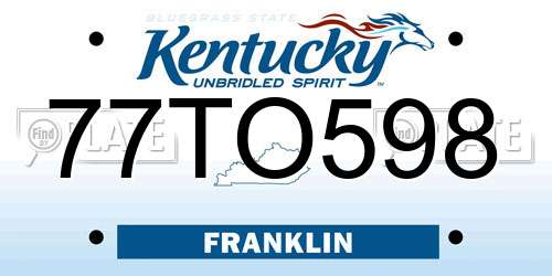 77TO598 Kentucky License Plate