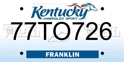 77TO726 Kentucky License Plate