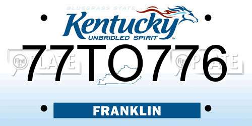 77TO776 Kentucky License Plate