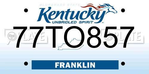 77TO857 Kentucky License Plate