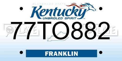 77TO882 Kentucky License Plate