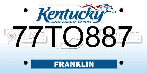 77TO887 Kentucky License Plate