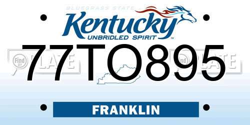 77TO895 Kentucky License Plate