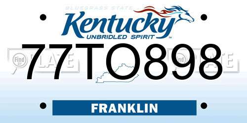 77TO898 Kentucky License Plate