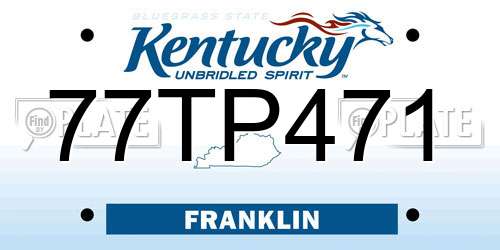77TP471 Kentucky License Plate