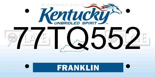 77TQ552 Kentucky License Plate