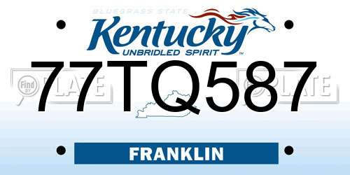 77TQ587 Kentucky License Plate