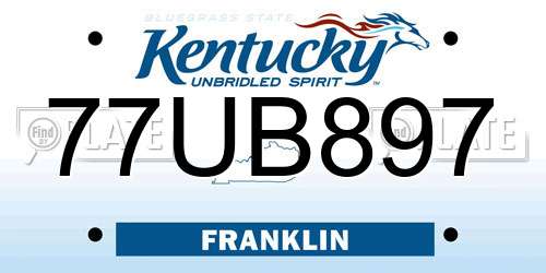 77UB897 Kentucky License Plate