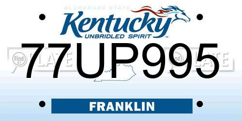 77UP995 Kentucky License Plate