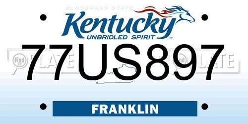 77US897 Kentucky License Plate