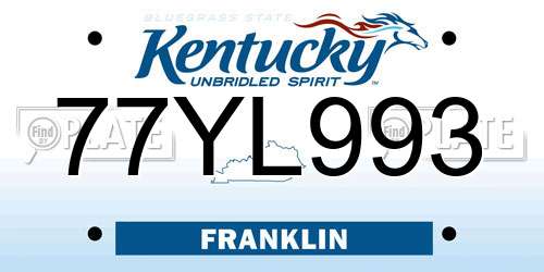 77YL993 Kentucky License Plate