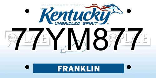 77YM877 Kentucky License Plate