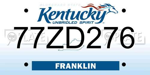 77ZD276 Kentucky License Plate