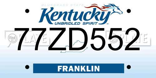 77ZD552 Kentucky License Plate