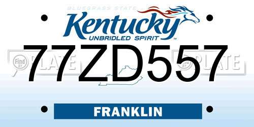 77ZD557 Kentucky License Plate
