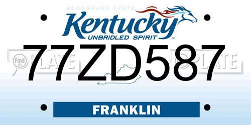 77ZD587 Kentucky License Plate