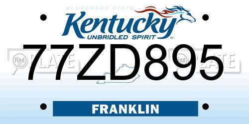 77ZD895 Kentucky License Plate