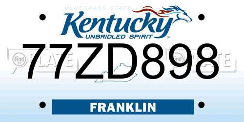 77ZD898 Kentucky License Plate