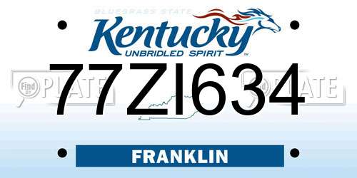 77ZI634 Kentucky License Plate