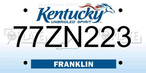 77ZN223 Kentucky License Plate