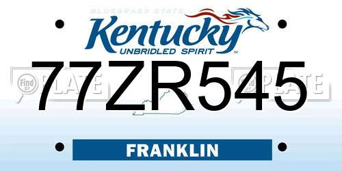 77ZR545 Kentucky License Plate