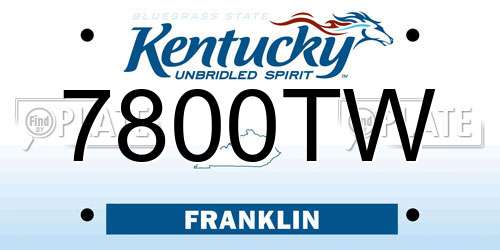 7800TW Kentucky License Plate