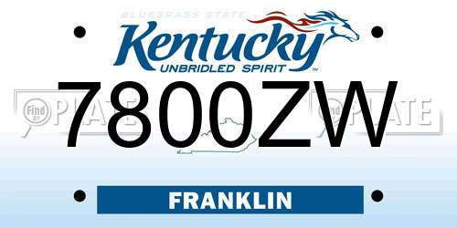 7800ZW Kentucky License Plate