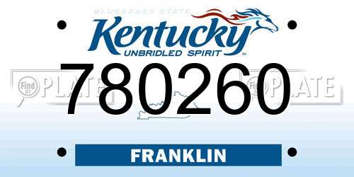 780260 Kentucky License Plate