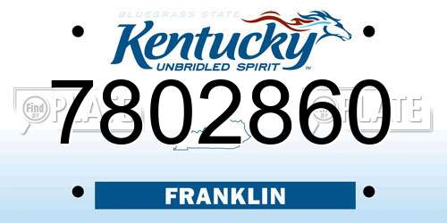 7802860 Kentucky License Plate