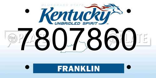 7807860 Kentucky License Plate