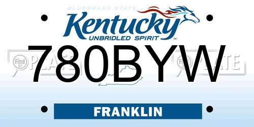 780BYW Kentucky License Plate