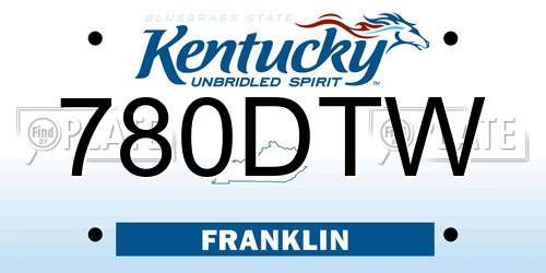 780DTW Kentucky License Plate
