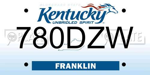 780DZW Kentucky License Plate