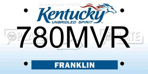 780MVR Kentucky License Plate