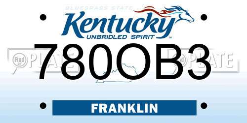 780OB3 Kentucky License Plate