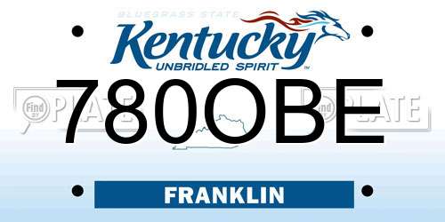 780OBE Kentucky License Plate