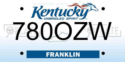 780OZW Kentucky License Plate