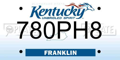 780PH8 Kentucky License Plate