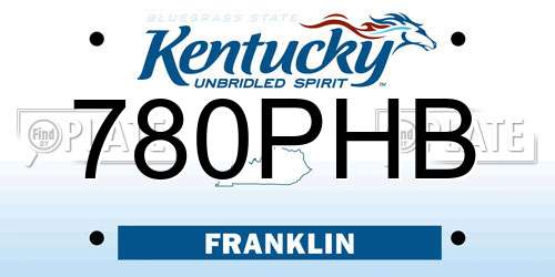780PHB Kentucky License Plate