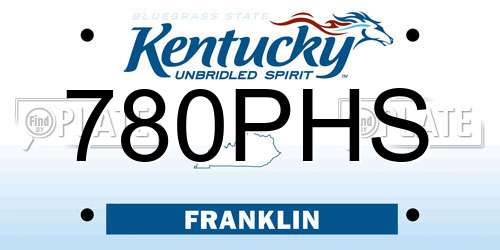 780PHS Kentucky License Plate