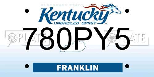 780PY5 Kentucky License Plate