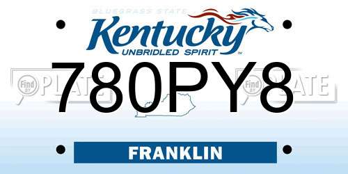 780PY8 Kentucky License Plate