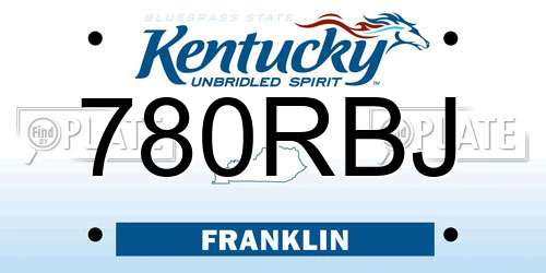 780RBJ Kentucky License Plate