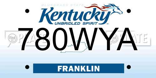 780WYA Kentucky License Plate