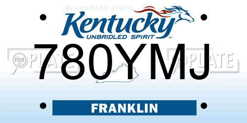 780YMJ Kentucky License Plate